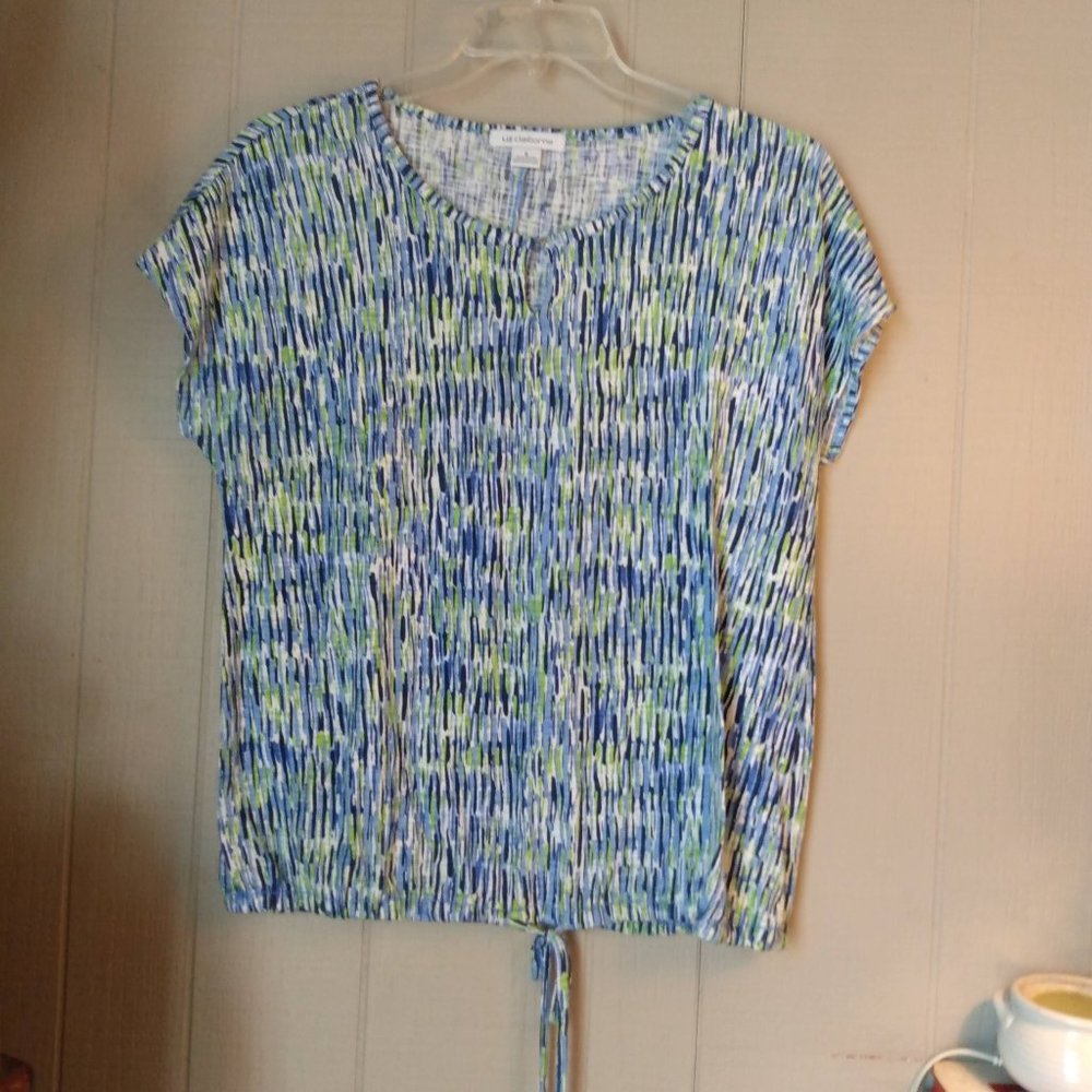 Liz Claiborne Cap Sleeve Top Keyhole, Bottom Tie Medium